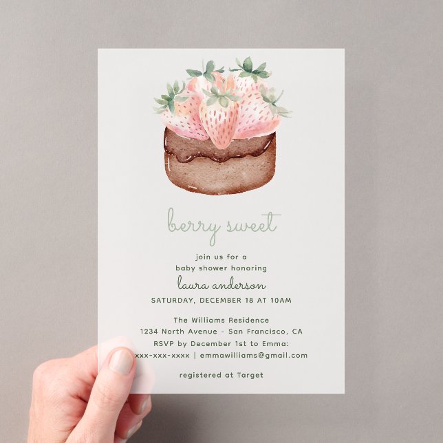 Invitaciones Acrílicas Torta De Fresa Dulce Cumpleaños De Bebe (Insitu (portátil))
