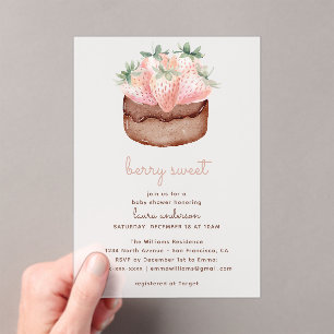 Invitaciones Acrílicas Torta De Fresa Dulce Fiesta De Revelación De Bebé