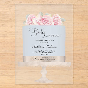 Invitaciones Acrílicas Torta Floral Baby in Bloom Baby Shower