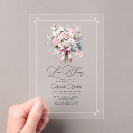 Invitaciones Acrílicas Torta Floral Romántica Amor Elegante Despedida de