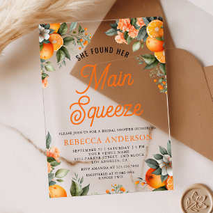 Invitaciones Acrílicas Torta Naranja Mandarina Squeeze Bridal Shower