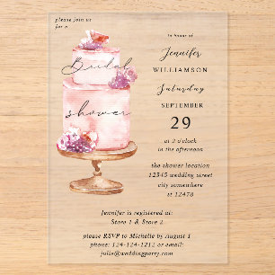 Invitaciones Acrílicas Torta Rosa Despedida de Soltera
