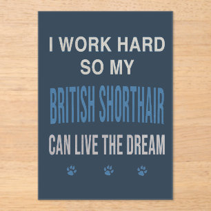 Invitaciones Acrílicas Trabajo Duro Para Mi British Shorthair