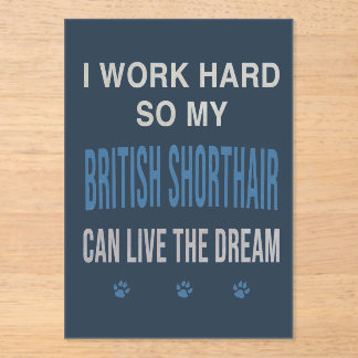 Invitaciones Acrílicas Trabajo Duro Para Mi British Shorthair