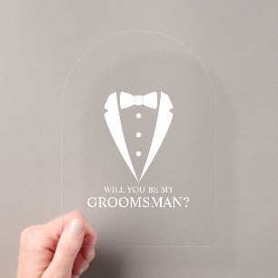Invitaciones Acrílicas Traje de etiqueta para boda Propuesta de padrino