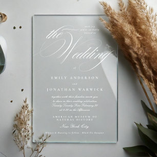 Invitaciones Acrílicas Traje Formal de Caligrafía Elegante para La Boda