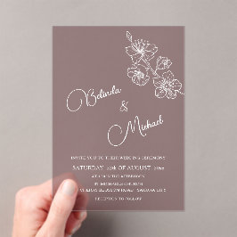 Invitaciones Acrílicas Transparent Burgundy White Floral | Wedding