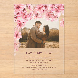 Invitaciones Acrílicas  Transparent Cherry Blossom Photo Wedding