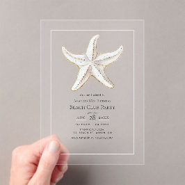 Invitaciones Acrílicas Transparent Coastal Chic Beach Club Birthday Party