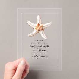 Invitaciones Acrílicas Transparent Coastal Chic Fall Beach Club Party