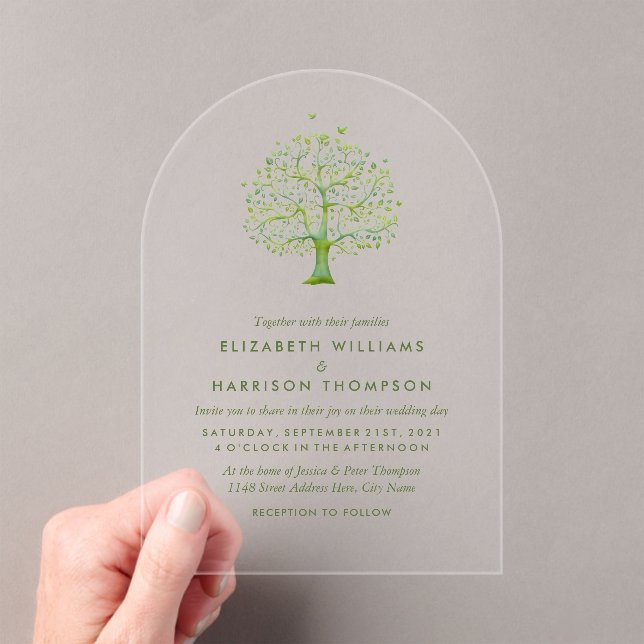 Invitaciones Acrílicas Tree of Life, Elegant Wedding (Insitu (portátil))