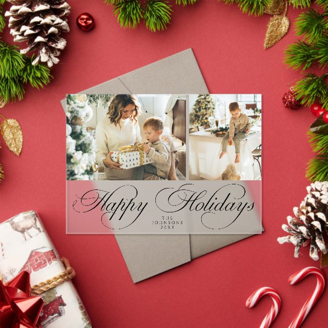 Invitaciones Acrílicas Trendy Elegant Family Photo Collage Christmas Card (Insitu (Vacaciones))