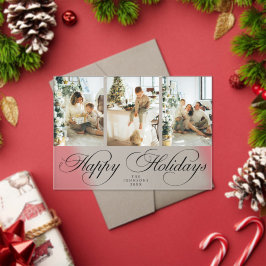 Invitaciones Acrílicas Trendy Elegant Script Photo Collage Christmas Card