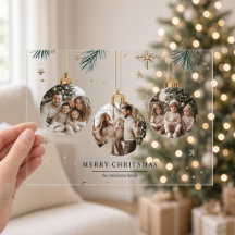 Tres Adornos Navideños de Fotos Transparentes