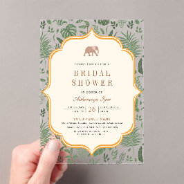 Invitaciones Acrílicas Tropical Forest Elephant Indian Bridal Shower