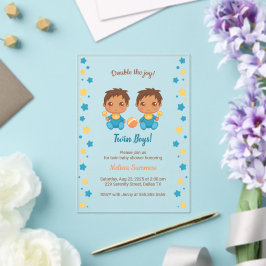 Invitaciones Acrílicas Twins Boys Baby Shower Transparent 2