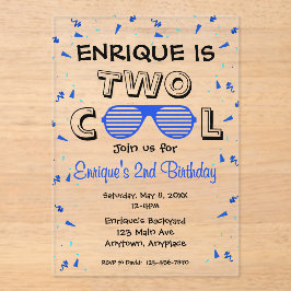 Invitaciones Acrílicas TWO Cool Sunglass 2nd Birthday Party