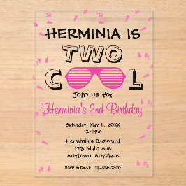 Invitaciones Acrílicas TWO Cool Sunglass 2nd Birthday Party