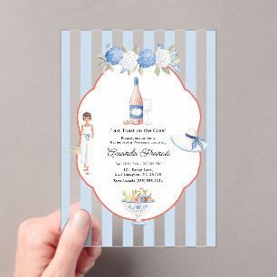 Invitaciones Acrílicas Último brindis en la costa Chic costero Despedida 