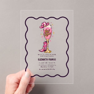 Invitaciones Acrílicas Último Rodeo Disco Vaquera Despedida de Soltera
