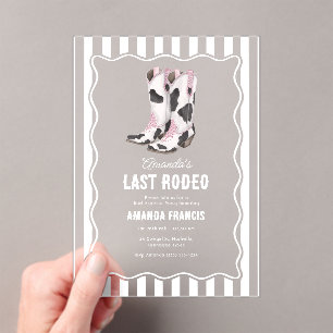 Invitaciones Acrílicas Último Rodeo Disco Vaquera Occidental Despedida de