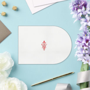 Invitaciones Acrílicas un dibujo de una flor roja y hojas en una ba blanc