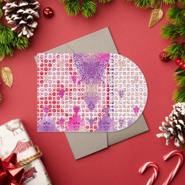 Invitaciones Acrílicas un diseño de fondo morado con puntos (Insitu (Vacaciones))