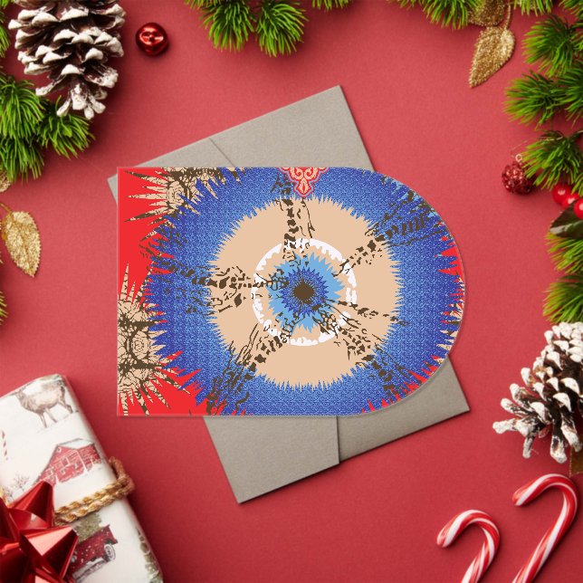 Invitaciones Acrílicas un diseño de fondo rojo con un círculo azul (Insitu (Vacaciones))