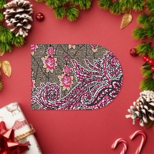 Invitaciones Acrílicas un diseño de un patrón de paisley rosa y marrón