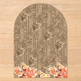 Invitaciones Acrílicas Un estampado floral vintage con intrincado desi ma