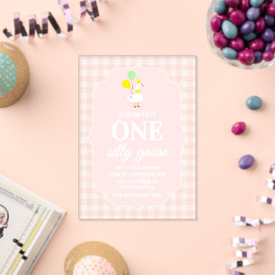 Invitaciones Acrílicas Un ganso tonto Gingham cumpleaños 1