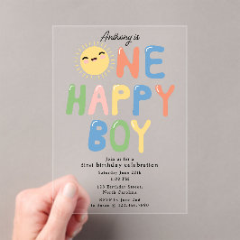 Invitaciones Acrílicas Un niño feliz cumpleaños Invitar el primer domingo