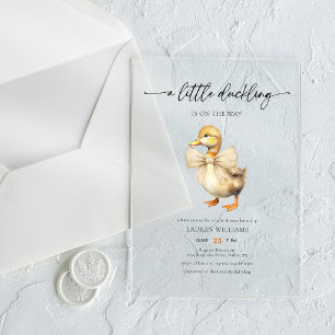 Invitaciones Acrílicas Un Patito Está En Camino Ducha De Bebé Pato