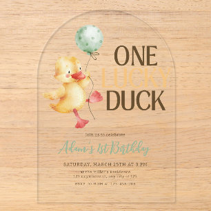 Invitaciones Acrílicas Un Pato Afortunado Fiesta de Cumpleaños Infantil M