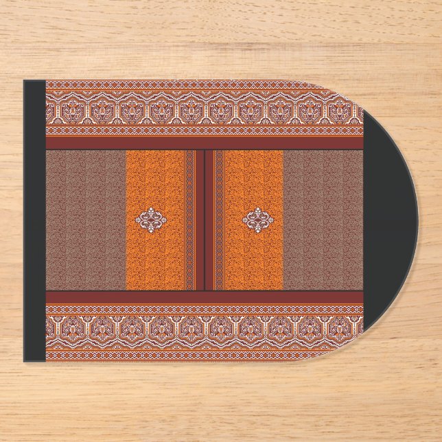 Invitaciones Acrílicas un patrón cruzado en naranja y marrón (Anverso)