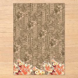Invitaciones Acrílicas Un patrón floral vintage con intrincado desi marró
