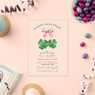 Invitaciones Acrílicas Un pequeño amuleto de la suerte, trébol coquette c