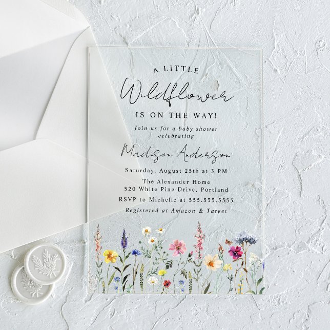 Invitaciones Acrílicas Un pequeño Baby Shower de flores silvestres (Subido por el creador)