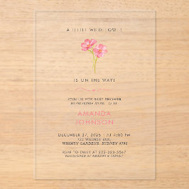 Invitaciones Acrílicas Un pequeño bebé de flores silvestres en flor Ducha
