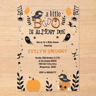 Invitaciones Acrílicas Un pequeño boo está casi listo para el baby shower
