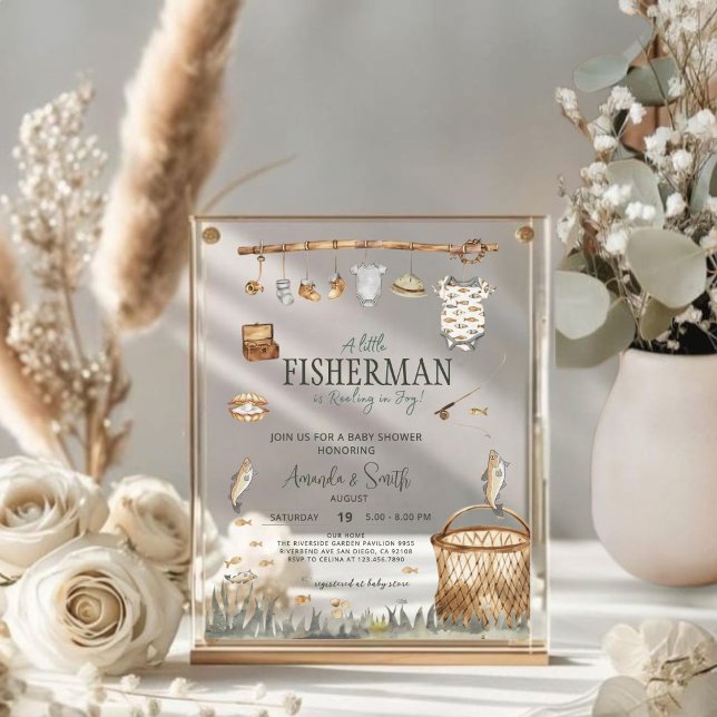 Invitaciones Acrílicas Un pescador tambaleándose en un Baby Shower de ale (Subido por el creador)