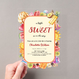 Invitaciones Acrílicas Un Poco Dulce Está En Camino Helado Cumpleaños Bab