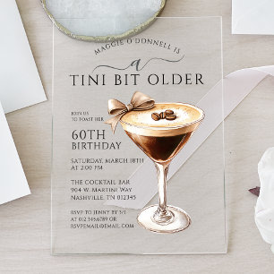 Invitaciones Acrílicas Un poco más grande Martini de espresso para cumple