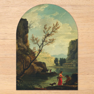Invitaciones Acrílicas Un río con pescadores de Joseph Vernet
