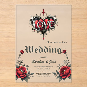 Invitaciones Acrílicas Un romance gótico. Un estilo gótico ornamentado