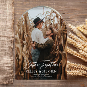 Invitaciones Acrílicas Un Rustic Moderno Mejor Juntos Foto Salven la Fech