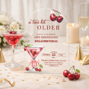 Invitaciones Acrílicas Un Tini Bit Más Viejo Cumpleaños 103 de Cherry Mar
