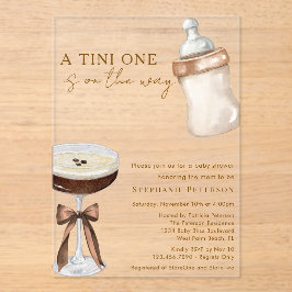 Invitaciones Acrílicas Un Tini en camino: Baby Shower de Martini de Espre