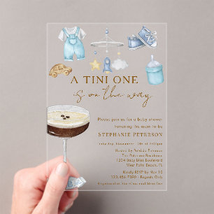 Invitaciones Acrílicas Un Tini en camino: Baby Shower de Martini de Espre