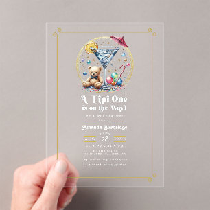 Invitaciones Acrílicas Un Tini Está En Camino Baby Shower Claro